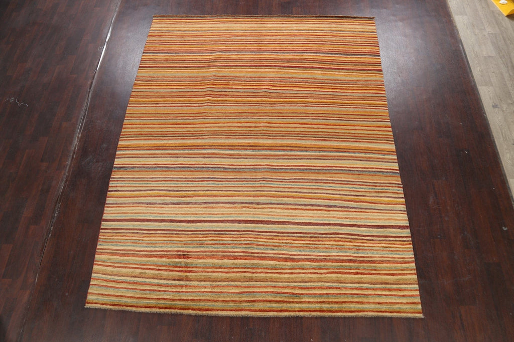 Striped Gabbeh Kashkoli Oriental Area Rug 8x10