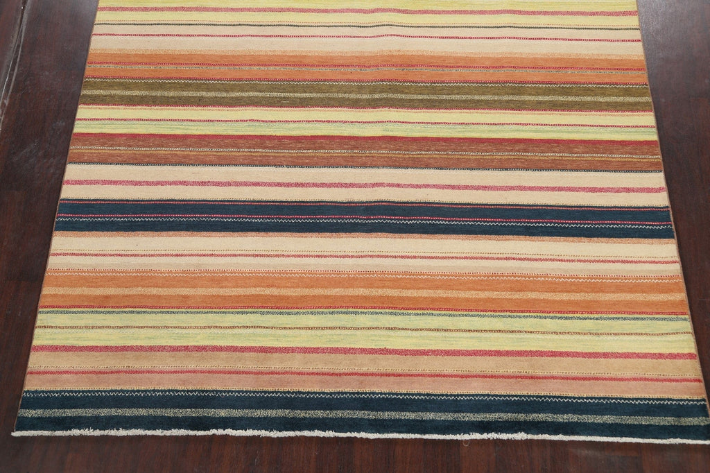 Striped Gabbeh Kashkoli Oriental Area Rug 8x10