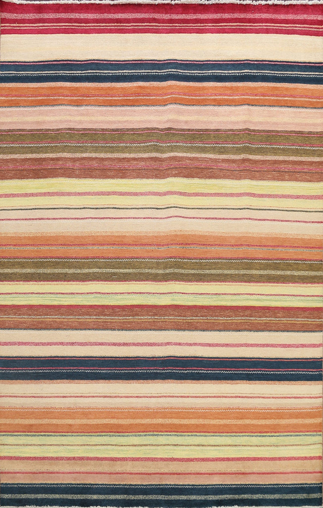 Striped Gabbeh Kashkoli Oriental Area Rug 8x10