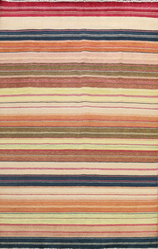 Striped Gabbeh Kashkoli Oriental Area Rug 8x10