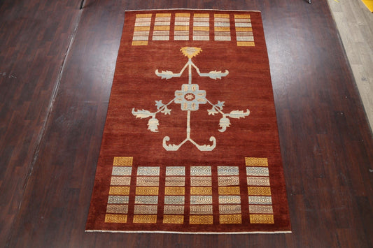 Modern Gabbeh Kashkoli Oriental Area Rug 6x10