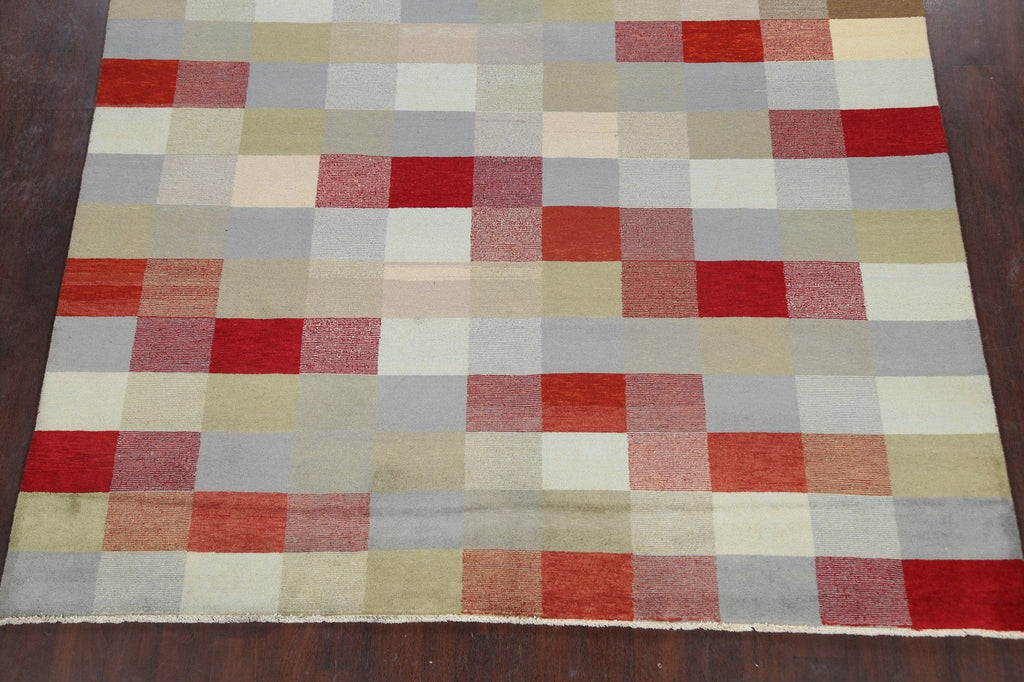 Modern Checkered Gabbeh Kashkoli Oriental Area Rug 8x10