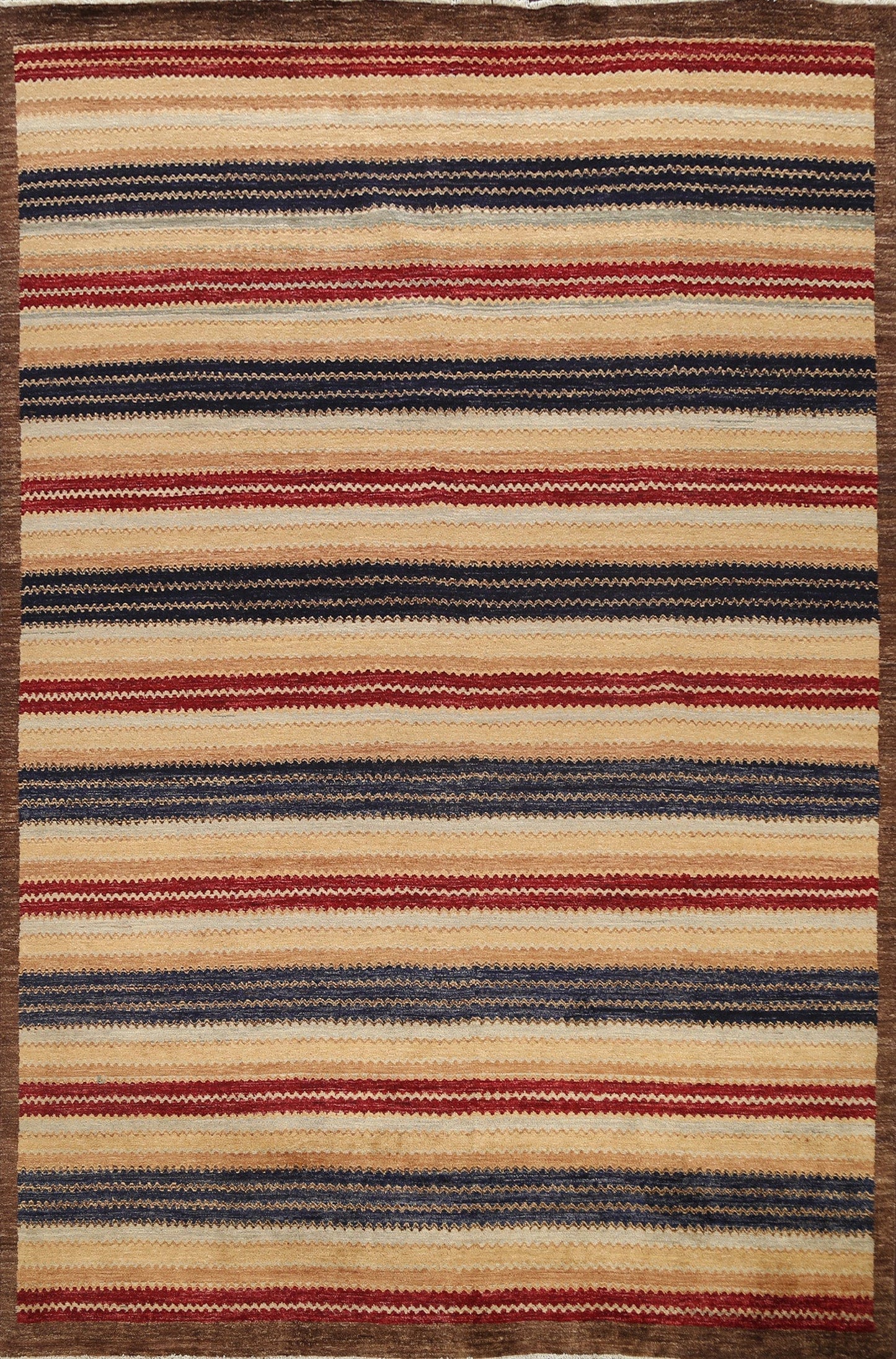 Striped Modern Gabbeh Kashkoli Oriental Area Rug 8x10