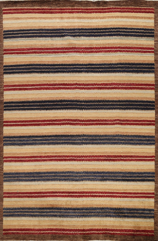 Striped Modern Gabbeh Kashkoli Oriental Area Rug 8x10