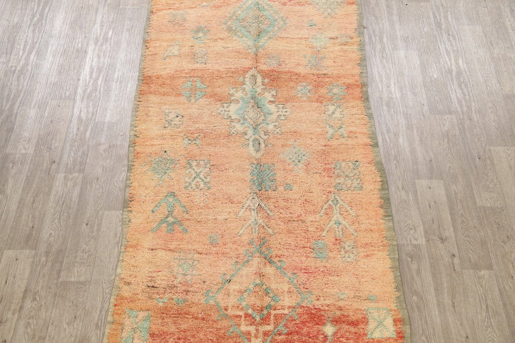 Antique Tribal Moroccan Oriental Runner Rug 4x13