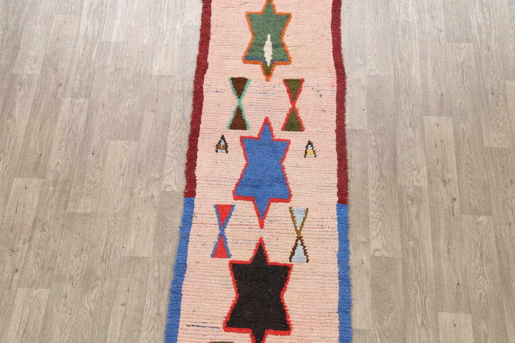 Tribal Moroccan Oriental Runner Rug 3x9