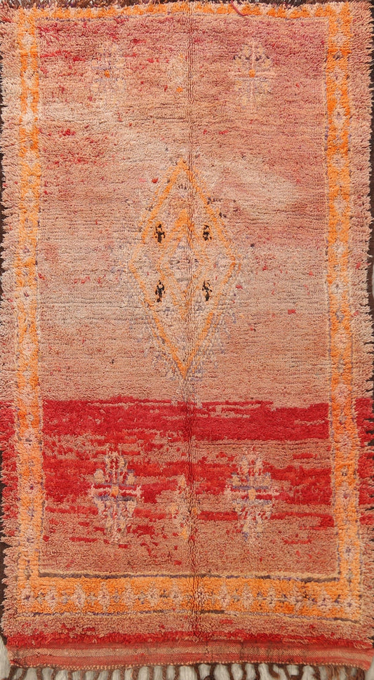 Antique Tribal Moroccan Oriental Area Rug 5x8