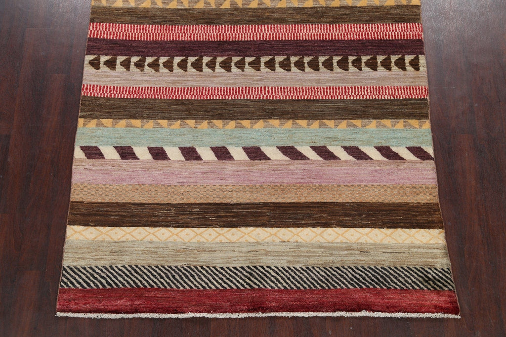 Modern Striped Gabbeh Kashkoli Oriental Area Rug 6x8