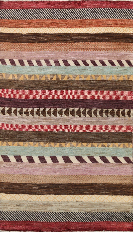 Modern Striped Gabbeh Kashkoli Oriental Area Rug 6x8