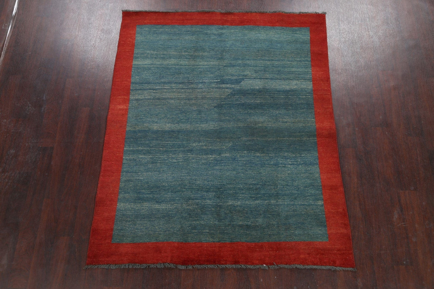 Modern Bordered Gabbeh Kashkoli Oriental Area Rug 6x7