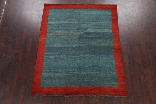 Modern Bordered Gabbeh Kashkoli Oriental Area Rug 6x7