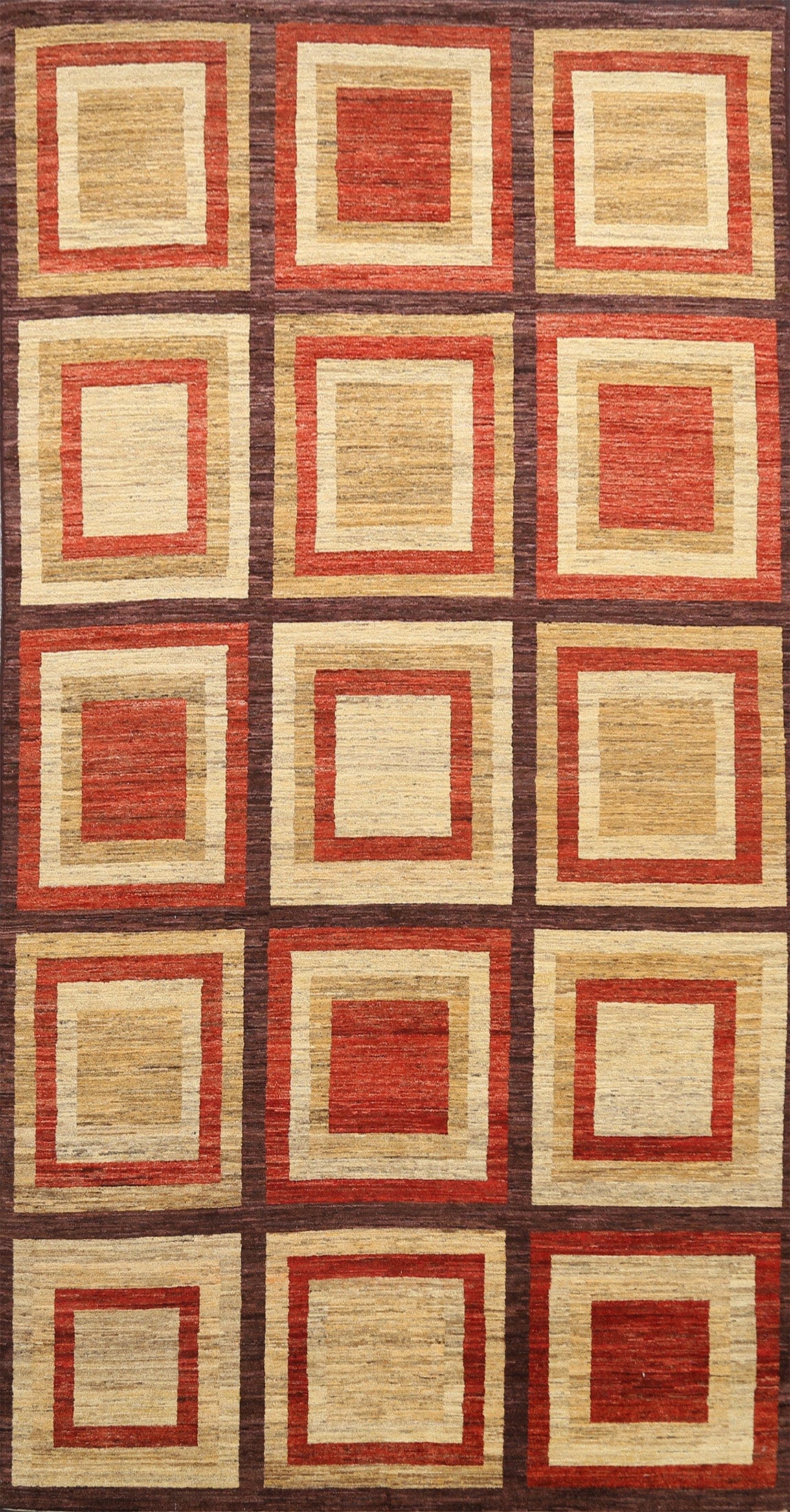 Modern Checkered Gabbeh Kashkoli Oriental Area Rug 6x11