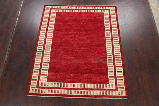 Modern Bordered Gabbeh Kashkoli Oriental Area Rug 7x8