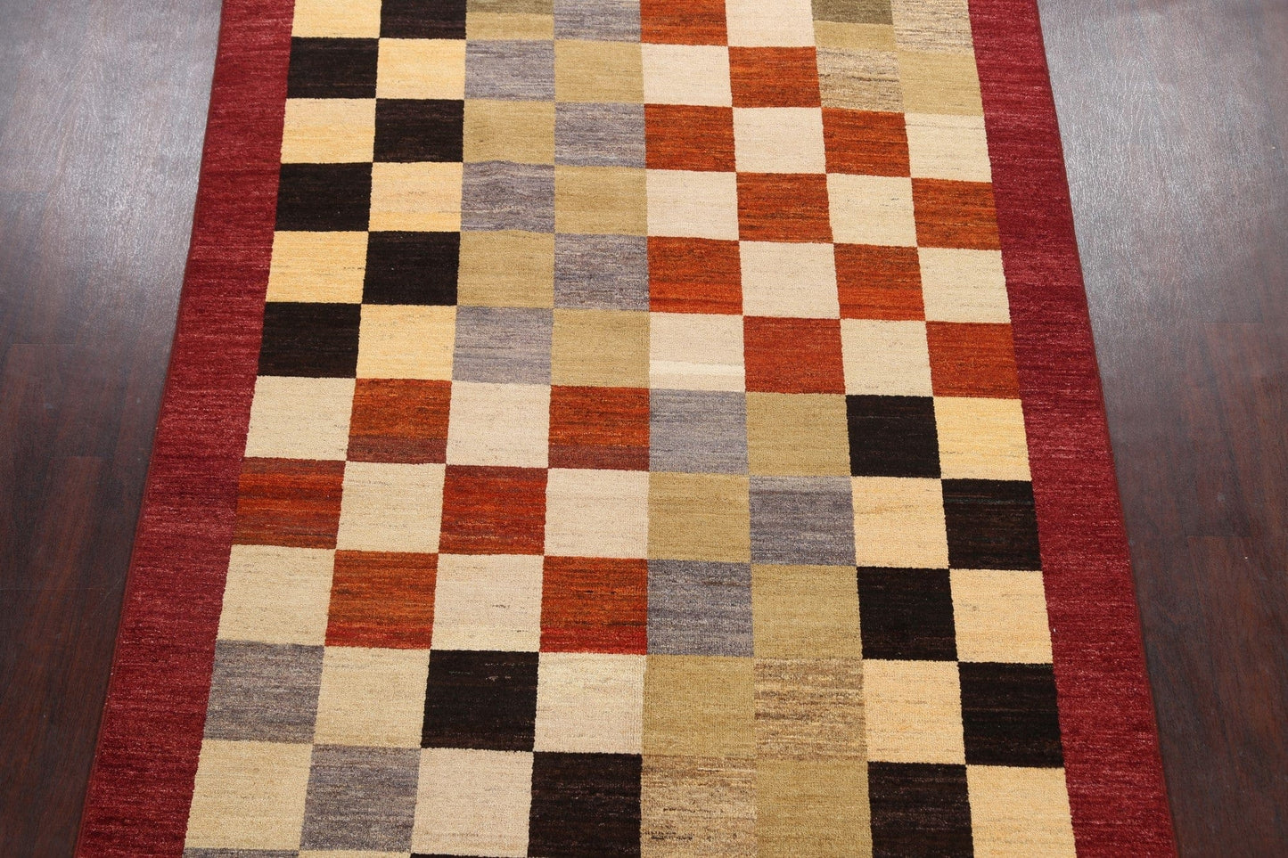 Modern Checkered Gabbeh Kashkoli Oriental Area Rug 6x10