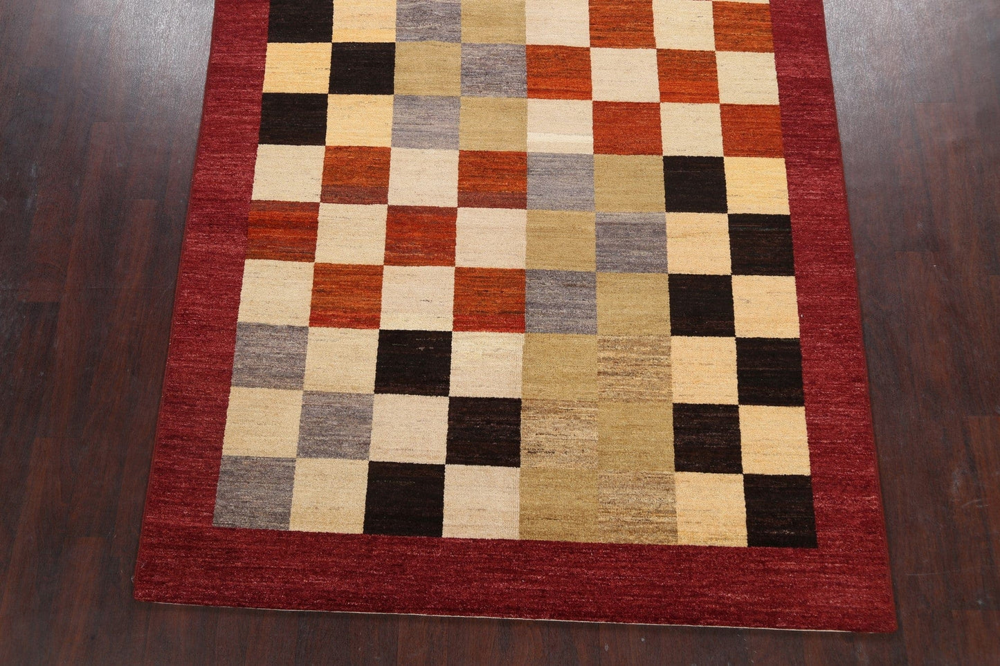 Modern Checkered Gabbeh Kashkoli Oriental Area Rug 6x10