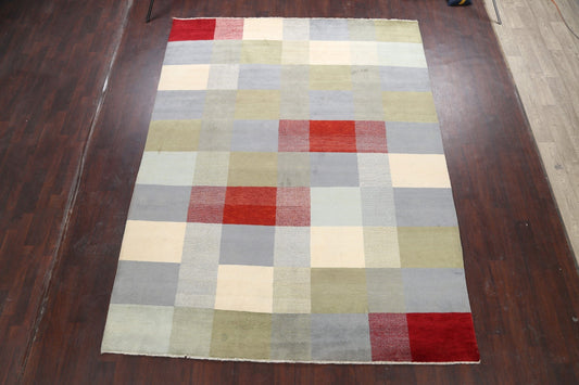 Modern Checkered Gabbeh Kashkoli Oriental Area Rug 8x10