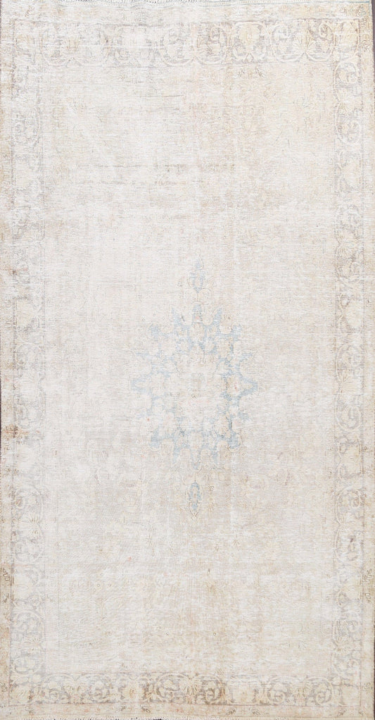 Muted Distressed Kerman Persian Area Rug 6x10