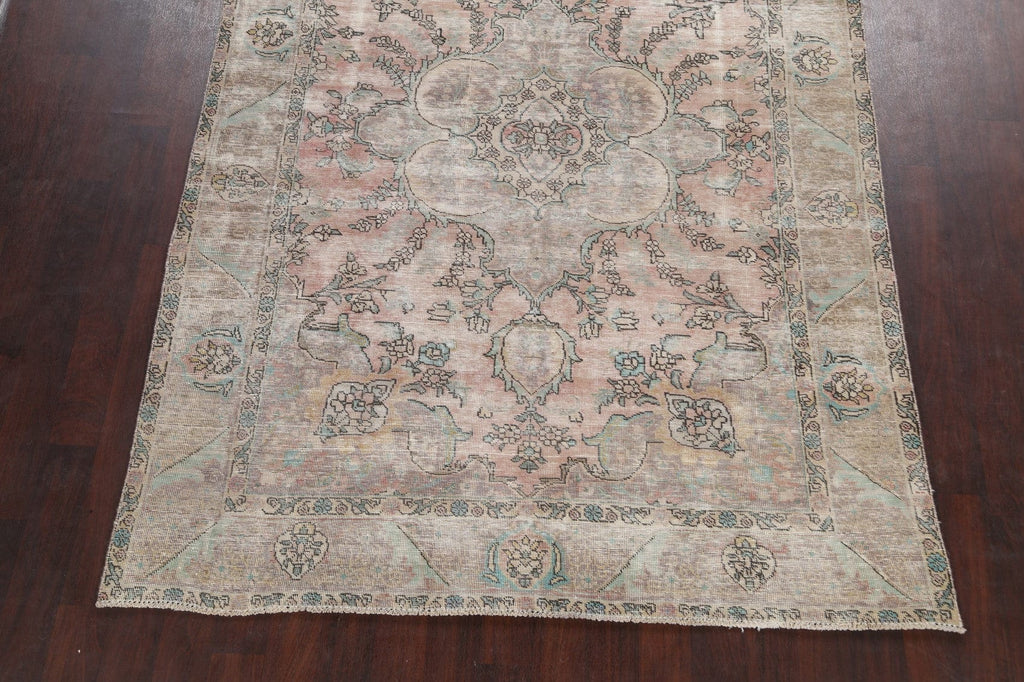 Muted Distressed Tabriz Persian Area Rug 7x9