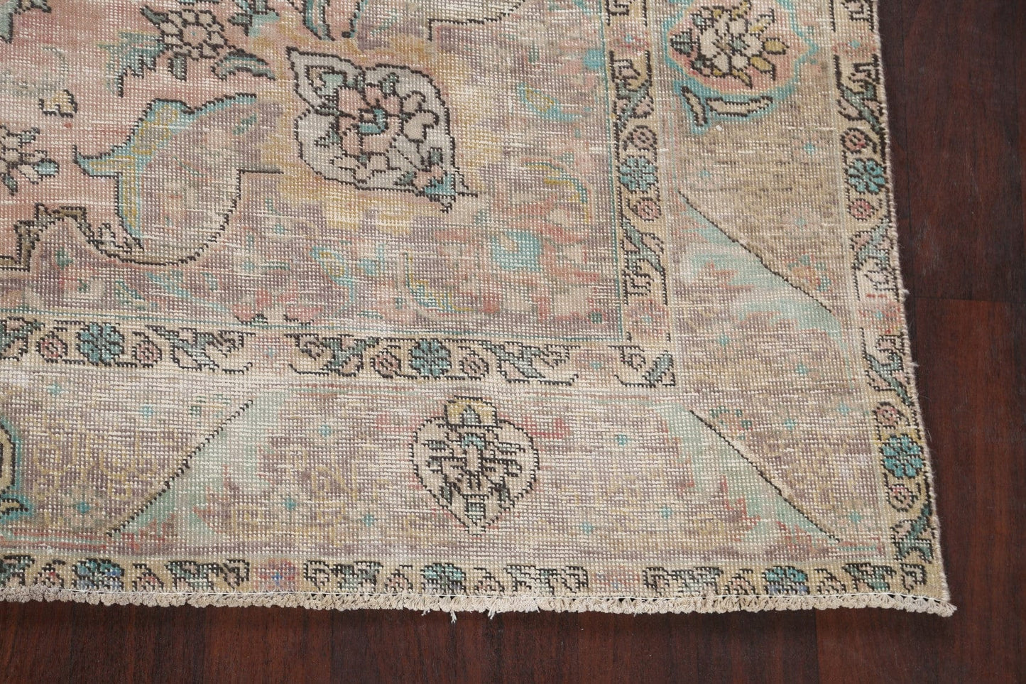 Muted Distressed Tabriz Persian Area Rug 7x9