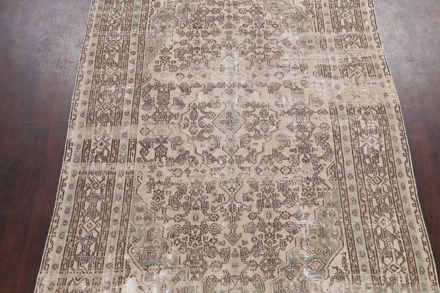 Distressed Geometric Hamedan Persian Area Rug 7x9