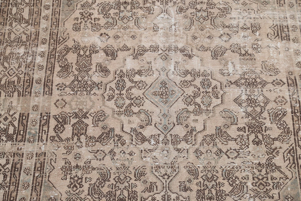 Distressed Geometric Hamedan Persian Area Rug 7x9