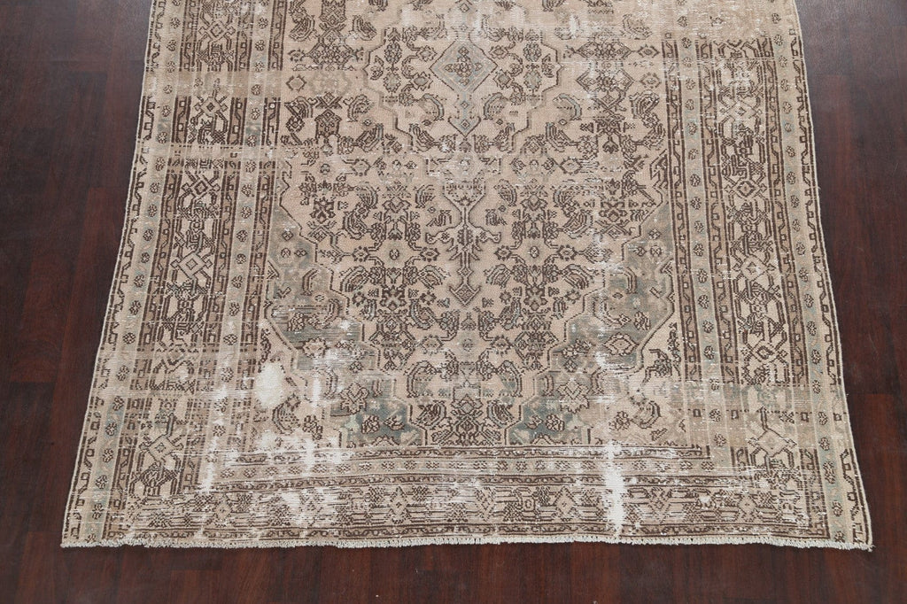 Distressed Geometric Hamedan Persian Area Rug 7x9