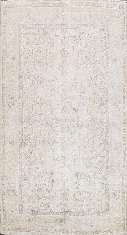 Muted Distressed Tabriz Persian Area Rug 6x10