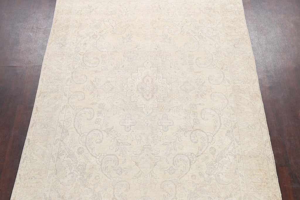 Muted Floral Tabriz Persian Area Rug 7x9