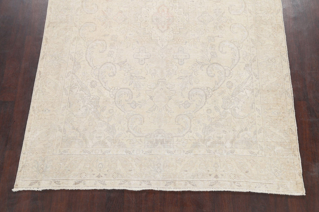 Muted Floral Tabriz Persian Area Rug 7x9