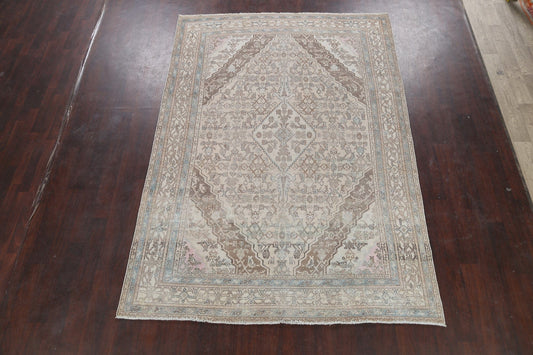 Muted Geometric Hamedan Persian Area Rug 7x10