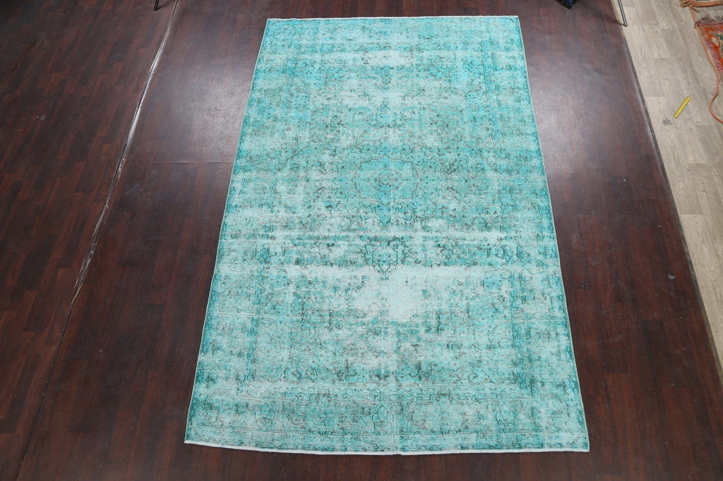 Distressed Over-Dyed Tabriz Persian Area Rug 7x11