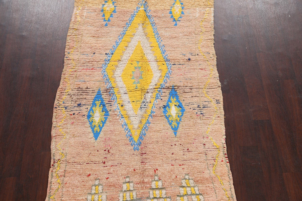 Antique Tribal Moroccan Oriental Runner Rug 4x9