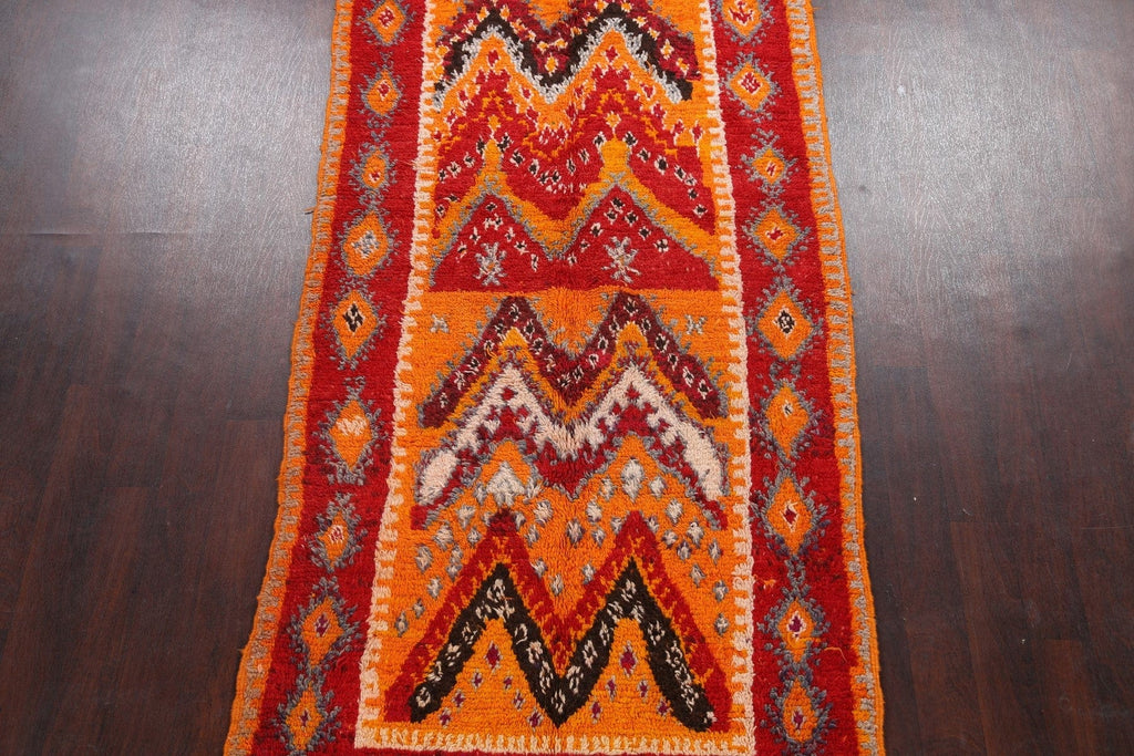 Tribal Moroccan Oriental Runner Rug 4x10