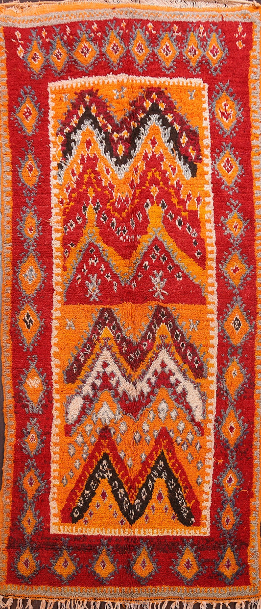 Tribal Moroccan Oriental Runner Rug 4x10