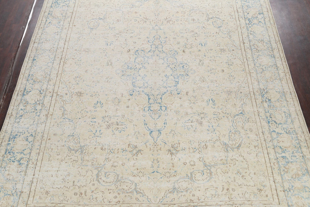 Distressed Floral Kerman Persian Area Rug 10x12