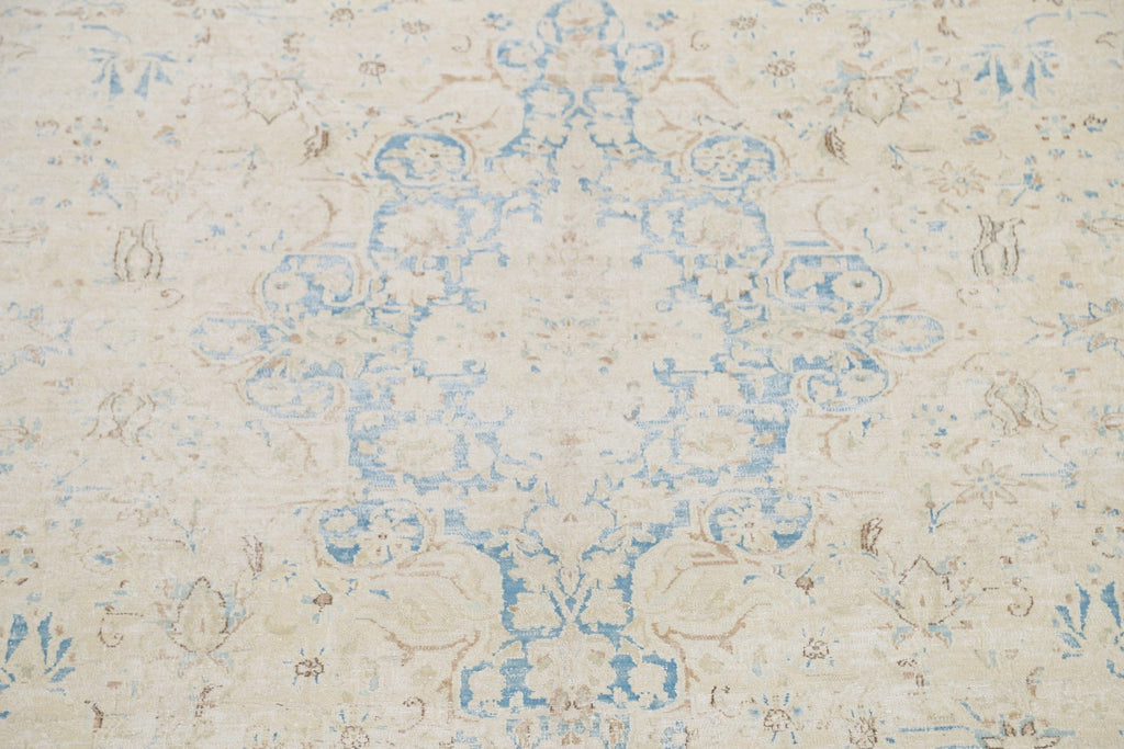 Distressed Floral Kerman Persian Area Rug 10x12