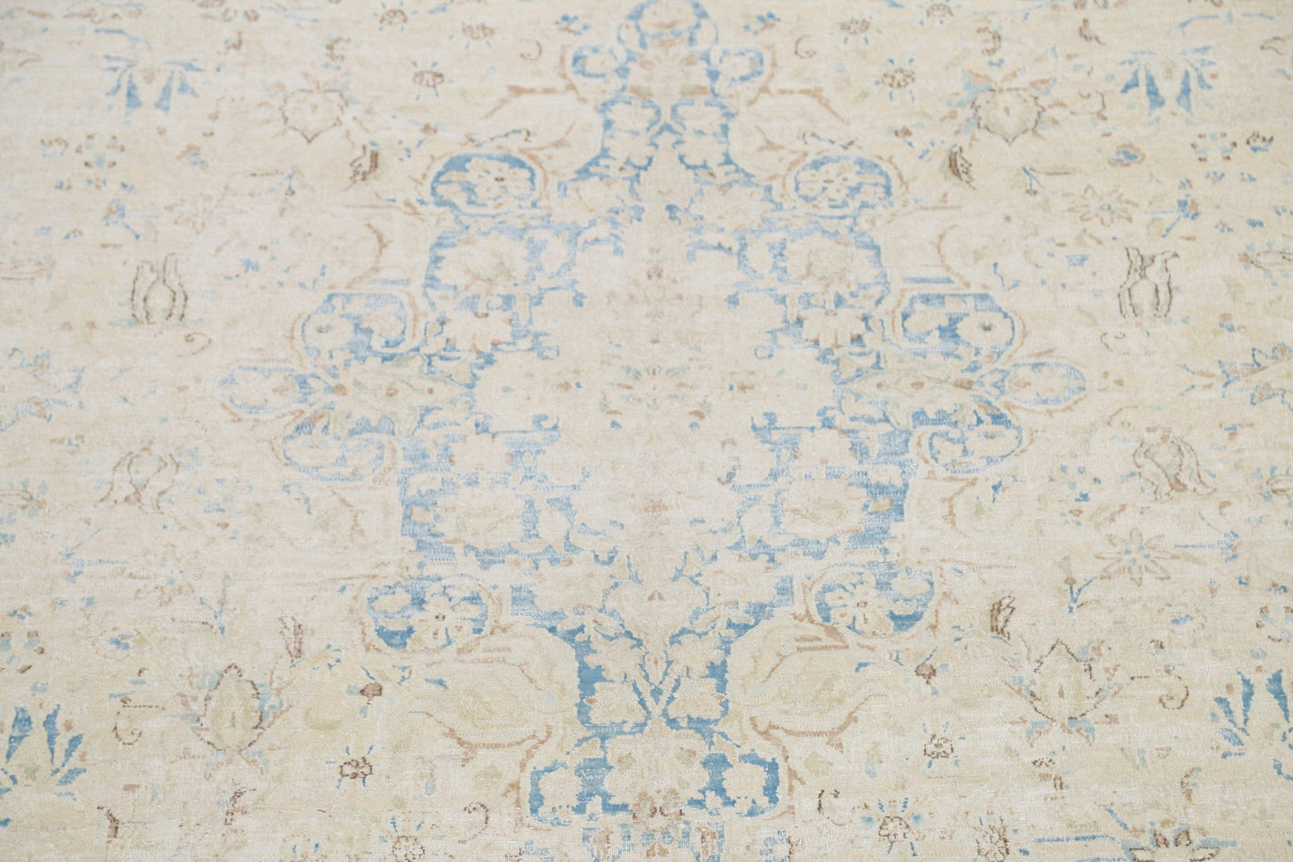 Distressed Floral Kerman Persian Area Rug 10x12