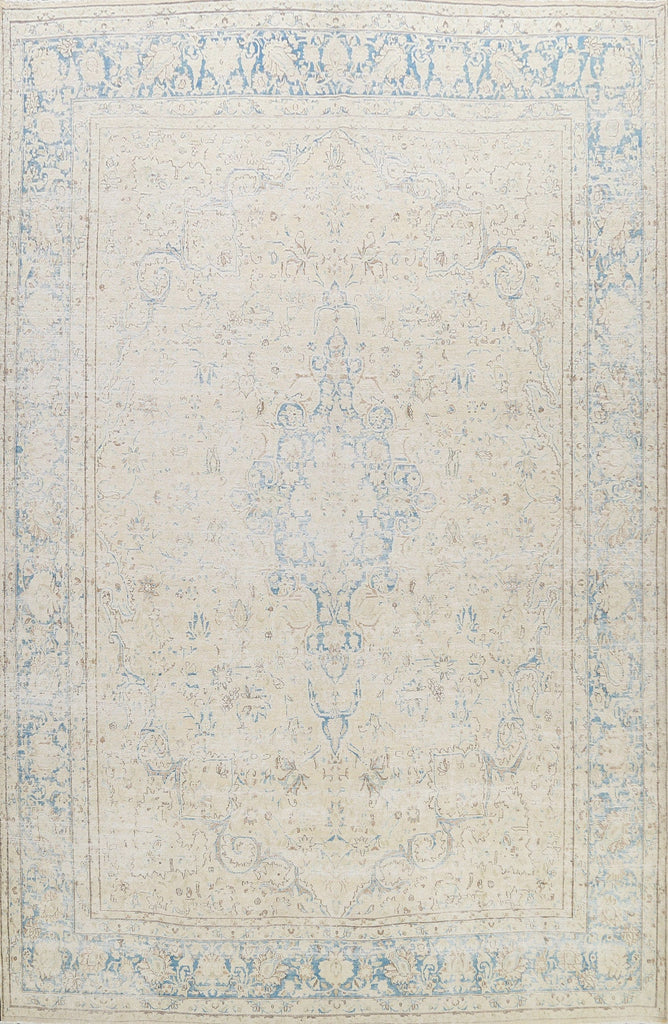 Distressed Floral Kerman Persian Area Rug 10x12