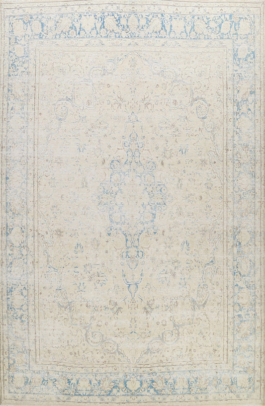 Distressed Floral Kerman Persian Area Rug 10x12