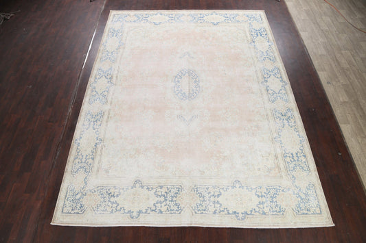 Distressed Floral Kerman Persian Area Rug 10x13