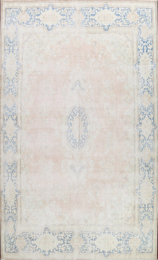 Distressed Floral Kerman Persian Area Rug 10x13