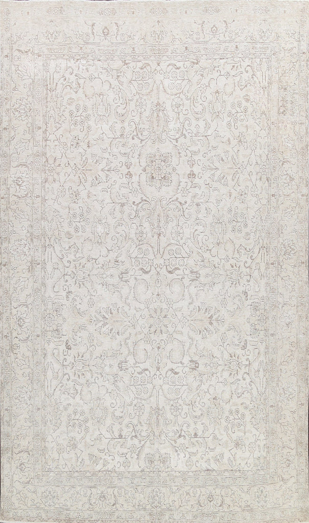 Distressed Floral Tabriz Persian Area Rug 8x12