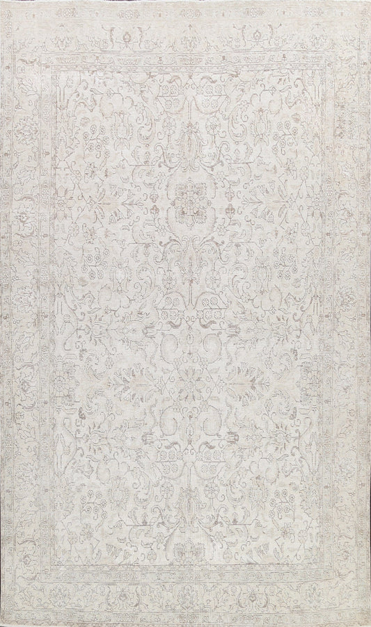 Distressed Floral Tabriz Persian Area Rug 8x12