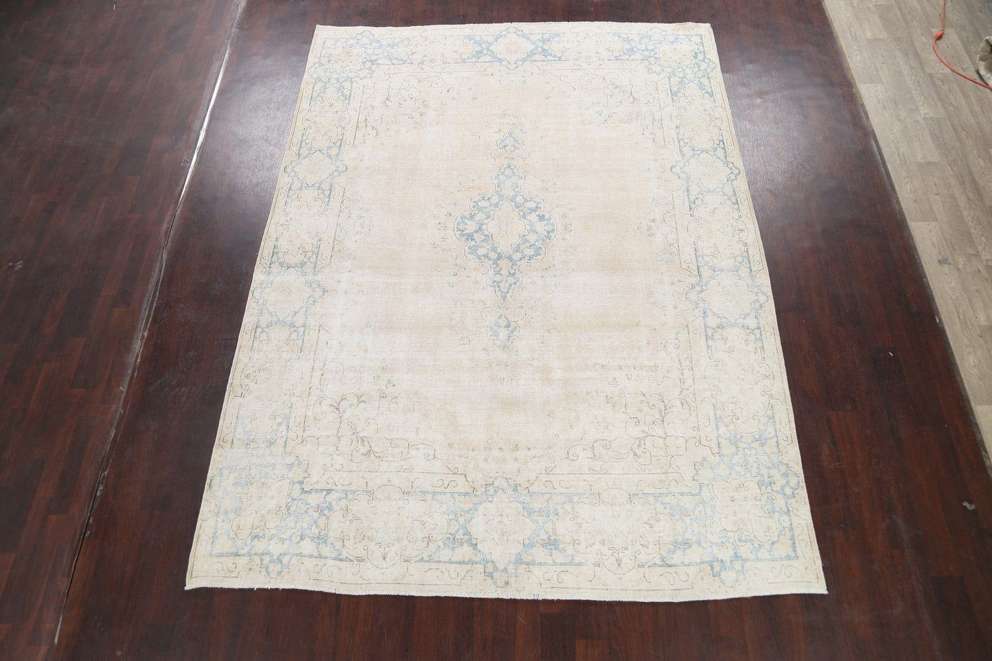 Muted Distressed Kerman Persian Area Rug 8x11