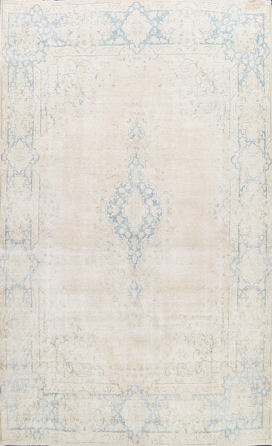 Muted Distressed Kerman Persian Area Rug 8x11