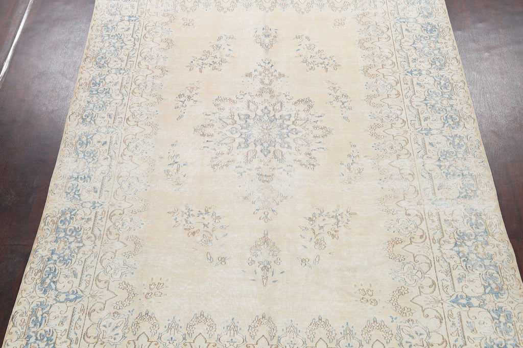 Muted Distressed Kerman Persian Area Rug 8x11