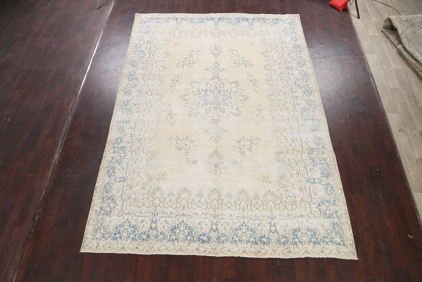 Muted Distressed Kerman Persian Area Rug 8x11