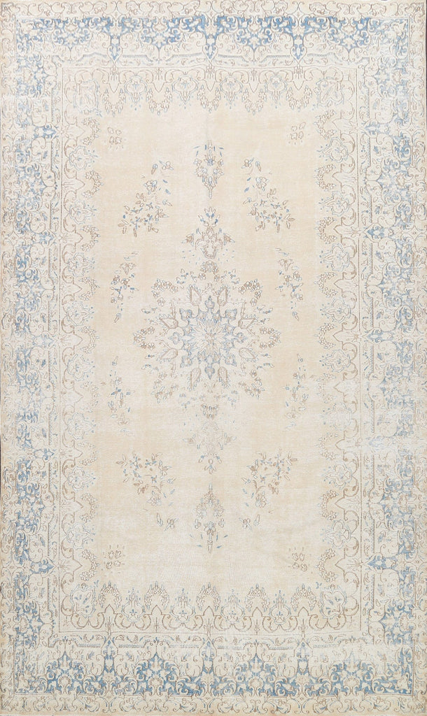 Muted Distressed Kerman Persian Area Rug 8x11