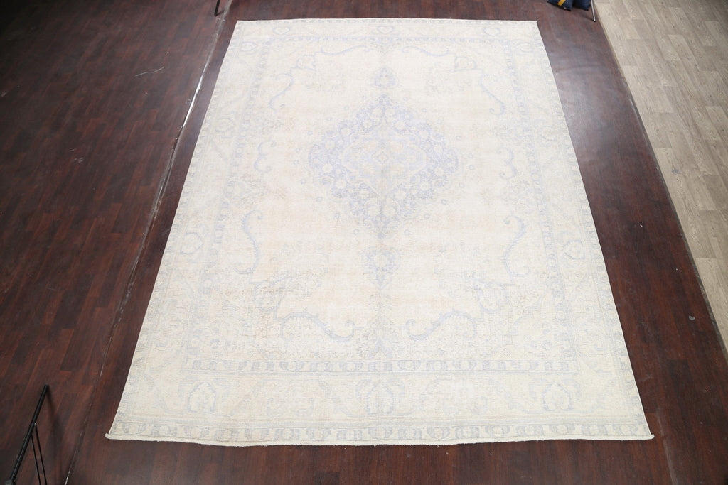 Muted Distressed Kerman Persian Area Rug 10x13