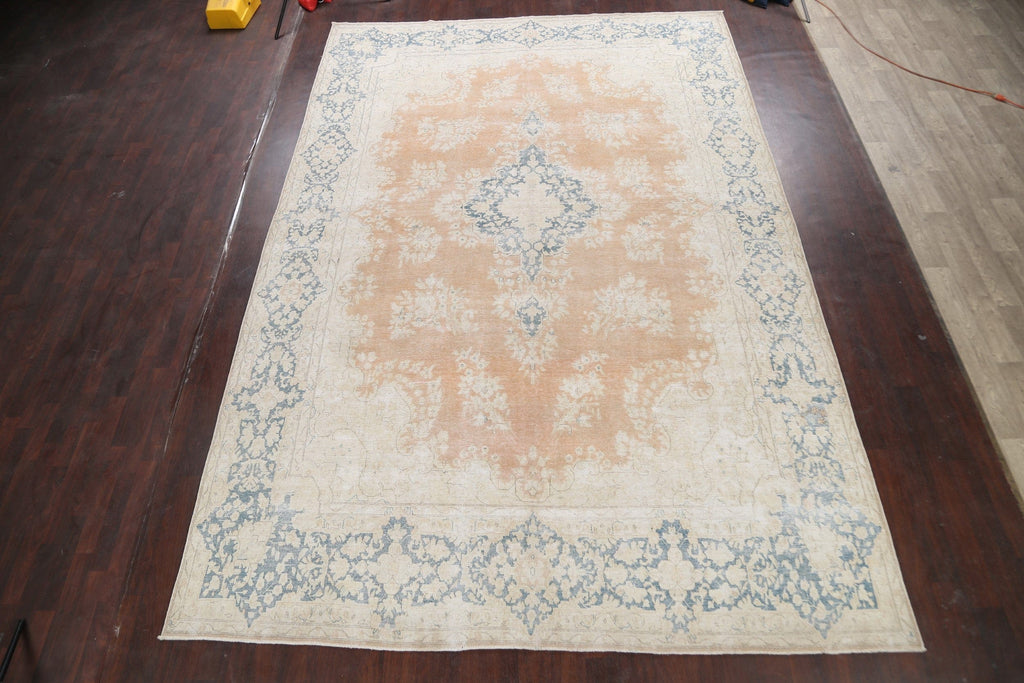 Muted Distressed Kerman Persian Area Rug 10x14